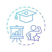 Skill development and training blue gradient concept icon. Personal growth. Learning, knowledge. Round shape line illustration. Abstract idea. Graphic design. Easy to use in infographic, presentation vector