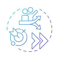 Lateral career path blue gradient concept icon. Corporate growth. Employees, workforce. Round shape line illustration. Abstract idea. Graphic design. Easy to use in infographic, presentation vector