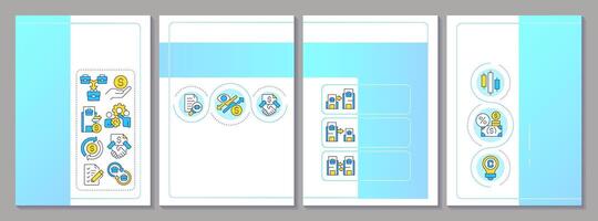 Intercompany transactions blue brochure template. Benefits, types and examples of group accounting. Leaflet design with linear icons. Editable 4 layouts vector