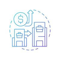 Upstream transactions blue gradient concept icon. Subsidiary to parent company. Type of intra group operations. Round shape line illustration. Abstract idea. Graphic design. Easy to use in booklet vector