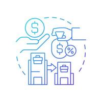 Intercompany loans blue gradient concept icon. Financial arrangement in corporate group. Intra group transactions. Round shape line illustration. Abstract idea. Graphic design. Easy to use in booklet vector