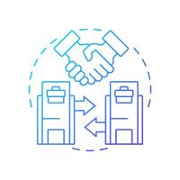 Lateral transactions blue gradient concept icon. Same hierarchical level. Type of intra group operations. Round shape line illustration. Abstract idea. Graphic design. Easy to use in booklet vector