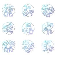Intercompany transactions blue gradient concept icons. Interaction between commercial entities. Financial activity. Icon pack. Round shape illustrations for presentation. Abstract idea vector
