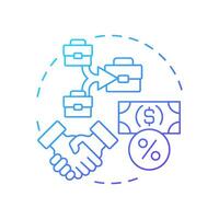 Transfer of assets blue gradient concept icon. Movement of ownership in corporate group. Intercompany transactions. Round shape line illustration. Abstract idea. Graphic design. Easy to use in booklet vector