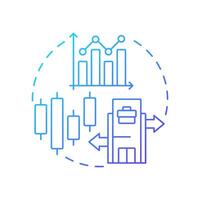 Stock transactions blue gradient concept icon. Transfer and issuance of equity. Intercompany operations. Round shape line illustration. Abstract idea. Graphic design. Easy to use in booklet vector