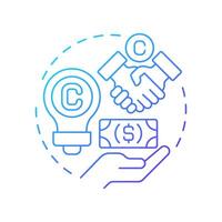 Royalty payments blue gradient concept icon. Usage of intellectual property. Intercompany transactions. Round shape line illustration. Abstract idea. Graphic design. Easy to use in booklet vector