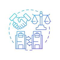 Intercompany agreements blue gradient concept icon. Legal regulatory standards. Intra group transactions process. Round shape line illustration. Abstract idea. Graphic design. Easy to use in booklet vector