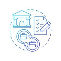 Standardize processes blue gradient concept icon. Finances regulation. Best practice for intercompany accounting. Round shape line illustration. Abstract idea. Graphic design. Easy to use in booklet vector