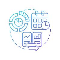 Aligning reporting periods blue gradient concept icon. Finances. Best practice for intercompany accounting. Round shape line illustration. Abstract idea. Graphic design. Easy to use in booklet vector