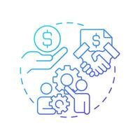 Strengthening financial relationships blue gradient concept icon. Benefit of intercompany accounting transactions. Round shape line illustration. Abstract idea. Graphic design. Easy to use in booklet vector