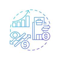 Optimizes cash flow blue gradient concept icon. Managing payments. Benefit of intercompany accounting transactions. Round shape line illustration. Abstract idea. Graphic design. Easy to use in booklet vector