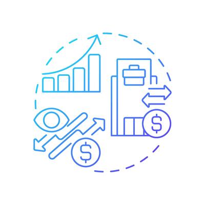 Optimizes cash flow blue gradient concept icon. Managing payments. Benefit of intercompany accounting transactions. Round shape line illustration. Abstract idea. Graphic design. Easy to use in booklet