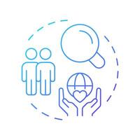 Volunteer recruitment blue gradient concept icon. Attracting and onboarding. Supporters management component. Round shape line illustration. Abstract idea. Graphic design. Easy to use in brochure vector
