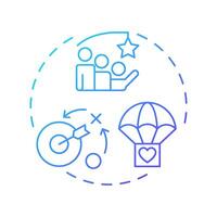 Volunteer engagement blue gradient concept icon. Keeping motivation to help. Supporters management component. Round shape line illustration. Abstract idea. Graphic design. Easy to use in brochure vector