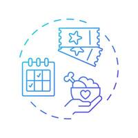 Event volunteering blue gradient concept icon. Short term work for specific occasion. Contribution type. Round shape line illustration. Abstract idea. Graphic design. Easy to use in brochure vector