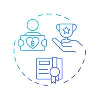 Volunteer recognition blue gradient concept icon. Celebrating contributions. Supporters management component. Round shape line illustration. Abstract idea. Graphic design. Easy to use in brochure vector