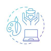 Skills based volunteering blue gradient concept icon. Using professional experience. Contribution type. Round shape line illustration. Abstract idea. Graphic design. Easy to use in brochure vector