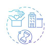 Long term volunteering blue gradient concept icon. Deep connections with organization. Contribution type. Round shape line illustration. Abstract idea. Graphic design. Easy to use in brochure vector