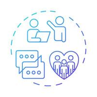 Volunteer committees blue gradient concept icon. Collaboration on specific projects. Contribution type. Round shape line illustration. Abstract idea. Graphic design. Easy to use in brochure vector