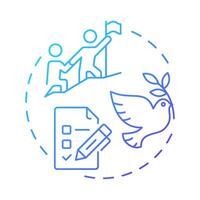Volunteer coordination blue gradient concept icon. Supporters work organization. Contribution management. Round shape line illustration. Abstract idea. Graphic design. Easy to use in brochure vector