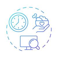 Track volunteer service blue gradient concept icon. Recording and analyzing activities. Contribution management. Round shape line illustration. Abstract idea. Graphic design. Easy to use in brochure vector
