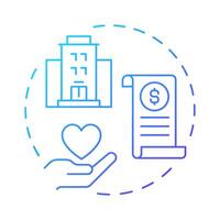 Volunteer grants blue gradient concept icon. Financial donations of corporations. Contribution activity tracking. Round shape line illustration. Abstract idea. Graphic design. Easy to use in brochure vector