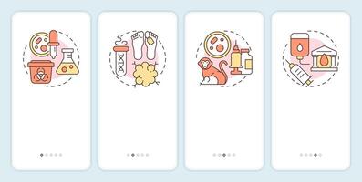 Biomedical waste sources onboarding mobile app screen. Toxic garbage. Walkthrough 4 steps editable graphic instructions with linear concepts. UI, UX, GUI vector