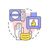 Biomedical waste treatment and disposal multi color concept icon. Incineration, autoclaving. Round shape line illustration. Abstract idea. Graphic design. Easy to use in presentation, article vector