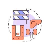 Deep burial and landfilling multi color concept icon. Biodegradable medical waste. Landfill management. Round shape line illustration. Abstract idea. Graphic design. Easy to use in article vector