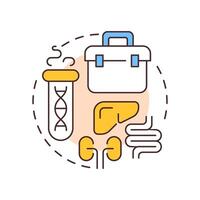 Anatomical waste multi color concept icon. Human organs, biology. Laboratory tube, equipment. Round shape line illustration. Abstract idea. Graphic design. Easy to use in presentation, article vector
