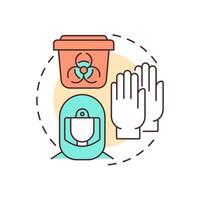 Protect healthcare workers multi color concept icon. Biohazard protective gear. Regulation, compliance. Round shape line illustration. Abstract idea. Graphic design. Easy to use in presentation vector