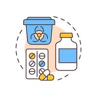Pharmaceutical waste multi color concept icon. Medical vaccines, drugs. Biohazard container. Round shape line illustration. Abstract idea. Graphic design. Easy to use in presentation, article vector