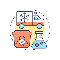 Specimen distribution multi color concept icon. Transfer of biological materials. Bio samples lifestyle. Round shape line illustration. Abstract idea. Graphic design. Easy to use in article vector