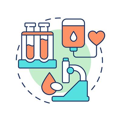 Blood biobank multi color concept icon. Lifeblood, plasma, serum medical research. Biorepository of materials. Round shape line illustration. Abstract idea. Graphic design. Easy to use in article