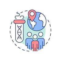 Population based biobanks multi color concept icon. Collect biological samples. Biorepository classification. Round shape line illustration. Abstract idea. Graphic design. Easy to use in article vector