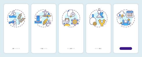 Life challenges idioms onboarding mobile app screen. Problem solving. Walkthrough 5 steps editable graphic instructions with linear concepts. UI, UX, GUI vector