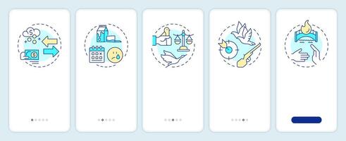 Decisions making onboarding mobile app screen. Responsibility, efforts. Walkthrough 5 steps editable graphic instructions with linear concepts. UI, UX, GUI vector