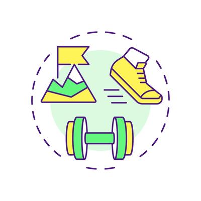 No pain no gain multi color concept icon. Personal growth. Training motivation, workout. Round shape line illustration. Abstract idea. Graphic design. Easy to use in infographic, presentation