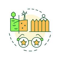 Grass always greener multi color concept icon. Negative thinking, comparison. Round shape line illustration. Abstract idea. Graphic design. Easy to use in infographic, presentation vector
