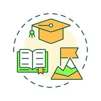 Live learn multi color concept icon. Knowledge, education. Life lessons, skills. Round shape line illustration. Abstract idea. Graphic design. Easy to use in infographic, presentation vector