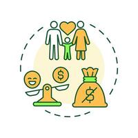 Money cant buy happiness multi color concept icon. Financial sustainability. Positive attitude, family. Round shape line illustration. Abstract idea. Graphic design. Easy to use in infographic vector
