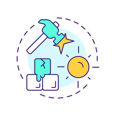 Break ice multi color concept icon. Networking, meeting. Social gathering. Sunlight, hammer. Round shape line illustration. Abstract idea. Graphic design. Easy to use in infographic
