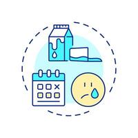 Dont cry over spilt milk multi color concept icon. Calendar, time. Upset, crying. Round shape line illustration. Abstract idea. Graphic design. Easy to use in infographic vector