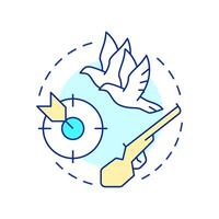 Kill two birds with one stone multi color concept icon. Personal efficiency, multitasking. Round shape line illustration. Abstract idea. Graphic design. Easy to use in infographic vector