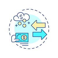 Easy come, easy go multi color concept icon. Finance management, control. Income, expenses. Round shape line illustration. Abstract idea. Graphic design. Easy to use in infographic vector