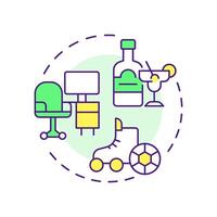 Work hard play harder multi color concept icon. Dedication, efforts. Life balance. Round shape line illustration. Abstract idea. Graphic design. Easy to use in infographic, presentation vector