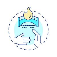 Burn bridges multi color concept icon. Social relationships, networking. Idiom, advice. Round shape line illustration. Abstract idea. Graphic design. Easy to use in infographic vector