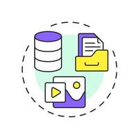 Digital assets management multi color concept icon. E commerce data storage system. Feature of PIM. Round shape line illustration. Abstract idea. Graphic design. Easy to use in presentation vector