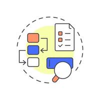 SEO specific product data multi color concept icon. Optimization for search engines. Key goods information. Round shape line illustration. Abstract idea. Graphic design. Easy to use in presentation vector