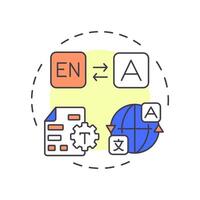 Localized data multi color concept icon. Adaption for markets, regions, languages. Key product information. Round shape line illustration. Abstract idea. Graphic design. Easy to use in presentation vector